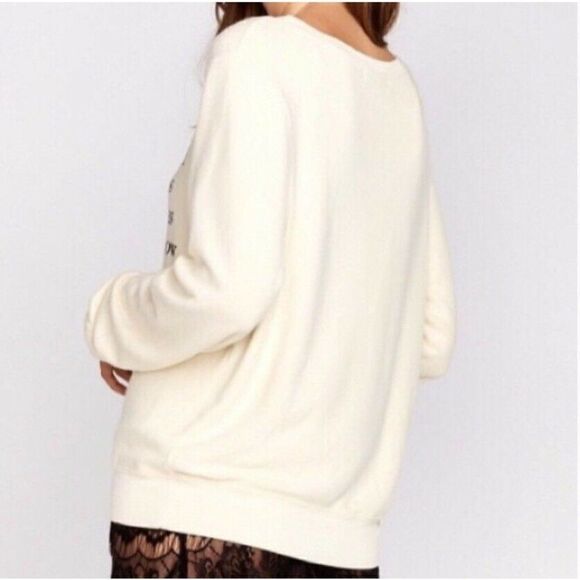 NEW WILDFOX Sz M LIES I TELL MYSELF WHITE JUST ONE MORE BBJ JUMPER - Picture 4 of 7